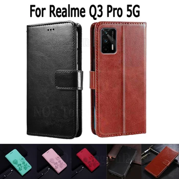 Чехол-бумажник Для Realme Q3 Pro 5G Cover Etui Flip Stand Кожаная Книжка с Магнитной картой Funda На RealmeQ3 Pro RMX2205 Case Hoesje Bag