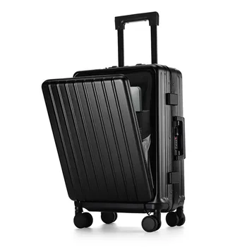 kmikli Новый чемодан для зарядки через USB, мужской деловой чемодан с алюминиевой рамой, тяговая штанга для ручной клади, женский дорожный чемодан для посадки 20/24 
