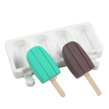 Силиконовая Форма для Мороженого с Двойной Канавкой, Силиконовая Форма с 4 Полостями для DIY Ice Pop / Фруктового Мороженого / Пудинга / Инструментов для украшения тортов