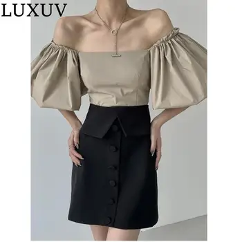 Роскошная женская короткая юбка-карандаш с высокой талией, женское дизайнерское платье, элегантный костюм в стиле харадзюку, сексуальный наряд с пуговицами Denmi