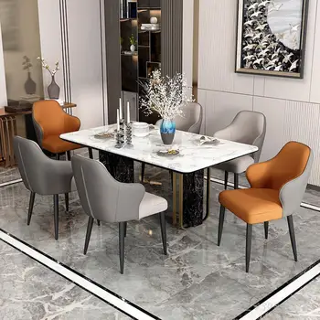 Скандинавские обеденные стулья, кожаное кресло для кафе, дизайнерское кресло для отдыха в гостиной, мягкое кресло со спинкой, ресторанная мебель