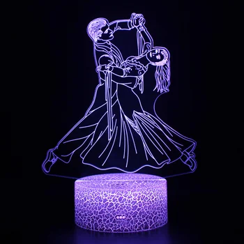 Ночной Танцор 3D Иллюзионная Лампа Night Light Изменение Цвета Сенсорного Пульта Дистанционного Управления Украшение Стола Ночник Подарки Игрушка для Детей