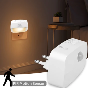 Светодиодный ночник EU Plug In Smart Motion Sensor Light 220V Настенный светильник для дома, прохода, туалета, прихожей, лестницы, кухни, спальни, ночника