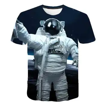 Летние футболки с астронавтом для мальчиков и девочек, Новые повседневные детские футболки для мальчиков и девочек, футболки с коротким рукавом, одежда с круглым воротником, топ