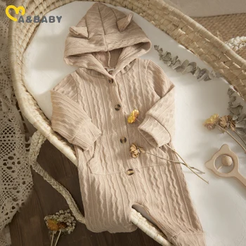 ma & baby 0-24 м, комбинезон для новорожденных мальчиков и девочек, теплый вязаный комбинезон с длинными рукавами, комбинезон с милыми ушками, осенне-весенняя одежда