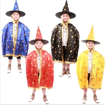 Волшебная метла ведьмы, летающий плащ, накидка, детский костюм на Хэллоуин, детский необычный халат, шляпа с острием, праздничный фестиваль для маленьких мальчиков и девочек