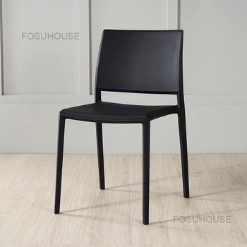 Обеденный стул Простой белый Современный стул со спинкой Европейский стул для столовой Бытовая мебель Ресторан Пластиковый стул для отдыха