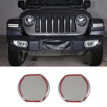 Наклейки для отделки крышки передней противотуманной фары автомобиля Jeep Wrangler JL 2018-2022, аксессуары дымчато-черного цвета