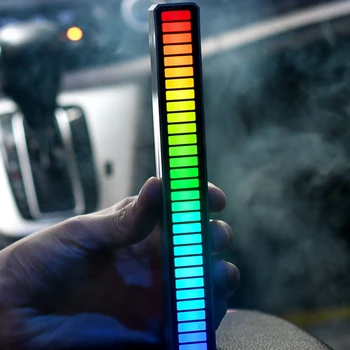 Звуковые индикаторы Звукосниматель Светодиодная лампа Черно-белая RGB Ночная лампа Музыкальный ритм Управление окружающим освещением для автомобильной вечеринки