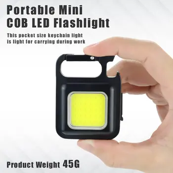 Мини светодиодный фонарик-брелок, многофункциональные портативные фонарики для кемпинга, USB-зарядка, рабочие фонари, рыболовные фонарики