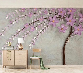 Обои на заказ 3d фиолетовый цветок одного дерева в скандинавском стиле, элегантный 3D-фон для телевизора, обои для домашнего декора, 3D обои papel de parede