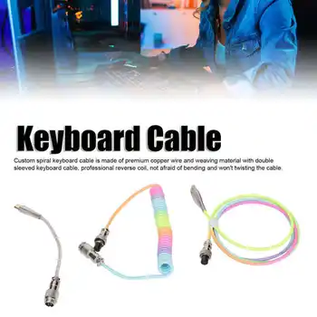 Кабель игровой клавиатуры градиентного цвета RGB Со светящейся пользовательской механической клавиатурой Выдвижной USB C Спиральный пружинный кабель