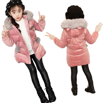 Сохраняющая тепло зимняя куртка для девочек, выдерживающая сильные холода, толстая длинная верхняя одежда с капюшоном, пальто для детей, подарок для детей