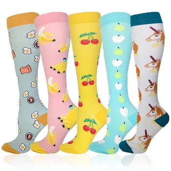 MOJITO, 1 пара Новых женских компрессионных носков, спортивные носки для марафонского бега на открытом воздухе, носки для взрослых, мужские носки Happy