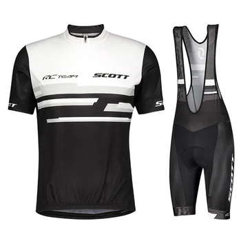 Комплекты джерси SCOTT для велоспорта, мужские шорты-нагрудники, велосипедная одежда с коротким рукавом, велосипедное майо Ciclismo Hombre, черные комплекты для MTB