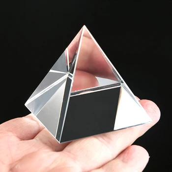 Прозрачная четырехгранная стеклянная призма пирамидальной формы 50 мм для наблюдения за радужным оформлением стола