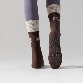 Силиконовые нескользящие носки для йоги, женские носки-трубки, хлопковые носки для фитнеса, пилатеса, профессиональные спортивные носки