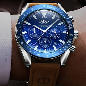 Новый Бизнес-бренд, мужские кварцевые часы, Водонепроницаемые Кварцевые Часы, Высококачественный Стальной Кожаный ремешок, роскошные часы Relogio Masculino