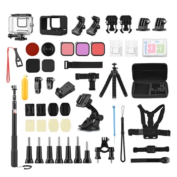 Комплект аксессуаров для экшн-камеры, корпус спортивной камеры, силиконовый защитный чехол, кронштейн для селфи-палки для GoPro Hero 12/9, черный чехол
