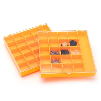 Винтовой ящик для хранения аксессуаров для очков, желтая пластиковая коробка из 21 сетки с крышкой, коробка для деталей, комплектующих