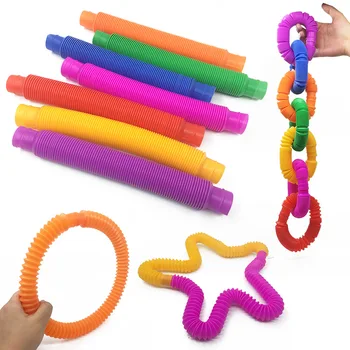 Мини-цветная телескопическая трубка, популярные сенсорные игрушки для взрослых, беспокойных детей, Декомпрессионное отверстие, пластиковые Сильфоны, сжимающие игрушки