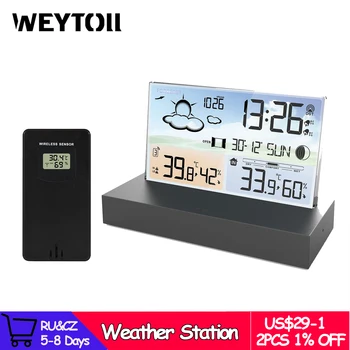 Новый Цифровой будильник Цветной экран Термометр Метеостанция Электронные часы Монитор температуры влажности Прогноз погоды