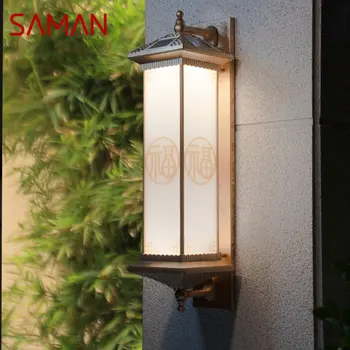 Солнечный уличный настенный светильник SAMAN Creativity Бронзовые светильники-бра LED Водонепроницаемые IP65 для дома, виллы, балкона, двора