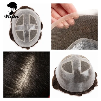 Мужской парик-протез для волос, дышащая кружевная система из искусственных волос с кожей вокруг мужского парика для мужчин, системный блок из 100% человеческих волос