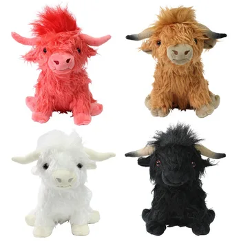 Высококачественная плюшевая игрушка Highland Cow, Пушистая мягкая кукла, Мягкая Кукла-Як, Мягкие игрушки, 4 цвета, 10 