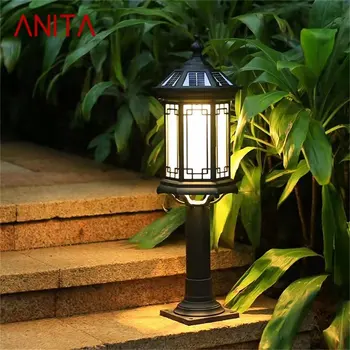 ANITA Black Солнечная газонная лампа наружная ретро светодиодная водонепроницаемая классическая для дома, виллы, сада Solar