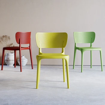 Скандинавский Бытовой Пластиковый обеденный стул Простой стул для отдыха со спинкой Модные стулья для переговоров Уличный стул