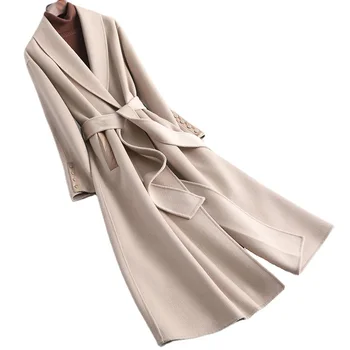 Женское шерстяное пальто Hwitex, меховая куртка из 100% шерсти, официальные женские зимние пальто для женщин, роскошное пальто HW2041
