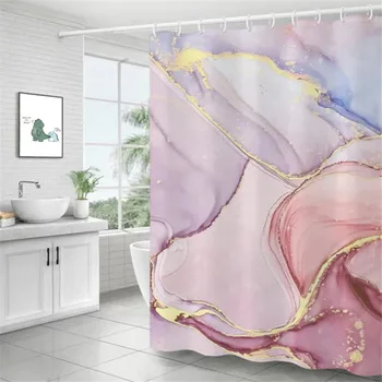Водонепроницаемые Занавески для душа в мраморную полоску с 3D-принтом, ткань для штор для ванны из полиэстера, домашний декор в простом стиле с крючком
