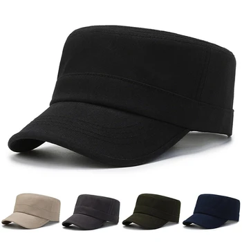 Классическая винтажная мужская военная шляпа, модная летняя осенняя брендовая однотонная регулируемая кепка с плоским верхом для женщин