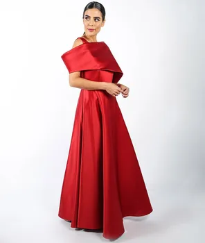 Элегантные длинные Красные вечерние платья на одно плечо с карманами, мусульманское плиссированное вечернее платье в пол для выпускного вечера для женщин трапециевидной формы