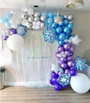 118 металлических серебристо-синих фиолетовых воздушных шаров из алюминиевой фольги в виде снежинки, воздушный шар для новобрачных, украшение для дня рождения девушки, Рождества, нового года
