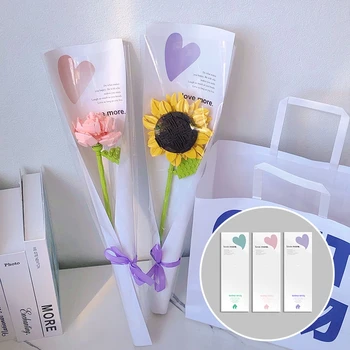 10шт Пакет для упаковки цветов в упаковке с одним Цветком, Декоративная сумка с сердечком и буквой, Мини-подарочная упаковка, Принадлежности для флористической упаковки