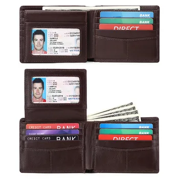 Новый мужской кошелек из натуральной кожи, мужской повседневный зажим для денег, RFID-щит, кошелек, держатель для удостоверения личности, ретро-кошелек для монет