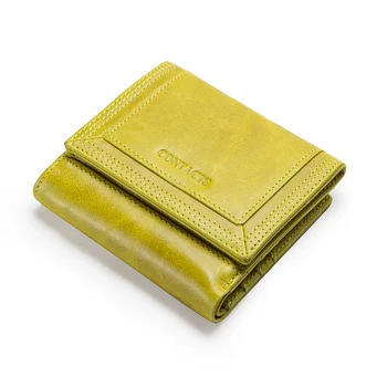 Модный кошелек Contact из натуральной кожи, женский кошелек для монет, Маленькая сумка для денег, держатель для кредитных карт, Желтые, черные кошельки для женщин