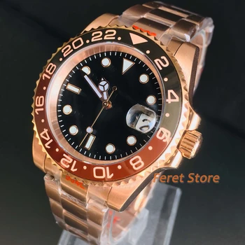 Мужские часы розовое золото 904L корпус часов сапфировое стекло Японский механизм NH35a 40 мм светящиеся модные часы водонепроницаемость 5 атм