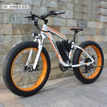 Электрический велосипед из алюминиевого сплава с литиевой батареей 48 В, Пляжный снегоход, 26 *4,0-дюймовый велосипед с большим колесом и толстыми шинами с электроприводом