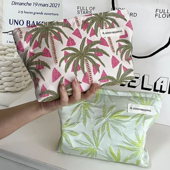 Новая Жаккардовая косметичка с цветочным рисунком из кокосовой пальмы, переносная косметичка, косметический органайзер, сумка для туалетных принадлежностей, сумка для ежедневного хранения.