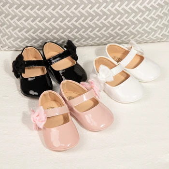 KIDSUN/ Детские туфли принцессы с милым бантом, однотонная обувь для малышей с мягкой подошвой, обувь для новорожденных 0-18 месяцев, обувь для девочек