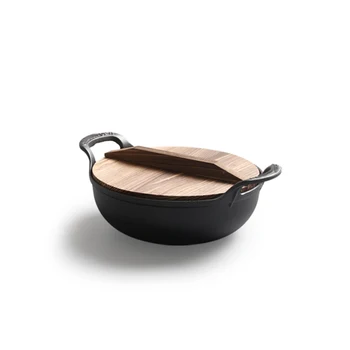 25-сантиметровая Чугунная Сковорода Для Тушения Без Покрытия Кухонная Посуда