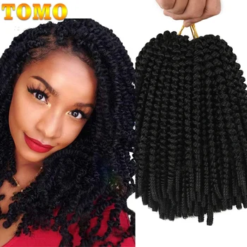 Волосы для плетения крючком TOMO Spring Twist для детей, предварительно скрученные синтетические косички для вязания крючком Passion Twist для чернокожих женщин, 30 прядей
