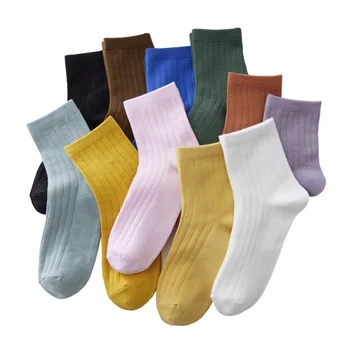 5 пар/лот Новые носки для взрослых женские весенне-осенние однотонные повседневные женские носки