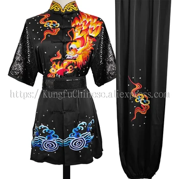 Китайская форма ушу, одежда для кунг-фу, костюм для Боевых искусств, наряд чанцюань, Вышивка Кирин для мужчин, женщин, девочек, мальчиков, детей, взрослых