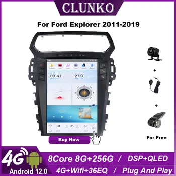 Clunko Для Ford Explorer 2011-2019 Android Автомобильный Радиоприемник Стерео Экран Tesla Мультимедийный Плеер Carplay Auto 8G + 256G Bluetooth 12,1”