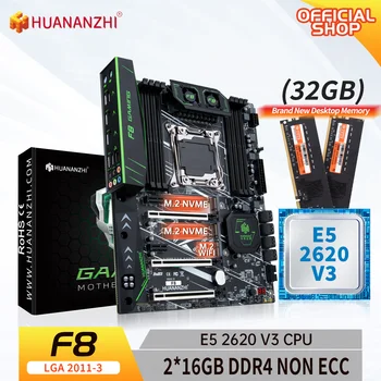 Материнская плата HUANANZHI X99 F8 LGA 2011-3 XEON X99 с процессором Intel E5 2620 v3 с комбинированным комплектом памяти 2*16G DDR4 БЕЗ ECC NVME SATA
