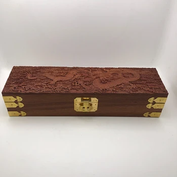 роскошная красная деревянная коробка с изображением дракона для хранения банкнот